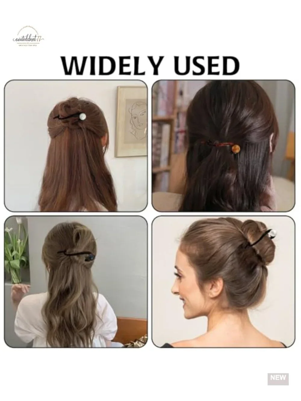 6 French Twist Pearl Hair Pins Clips for Thick Hair